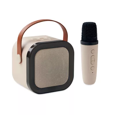 Zestaw karaoke z głośnikiem 5W i mikrofonem KARASET+ - Bezowy (MO2665-13)
