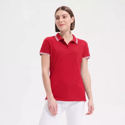 Polo damskie z piki 200 g/m² Sol's PASADENA WOMEN - Rojo/Blanco (S00578-RE)