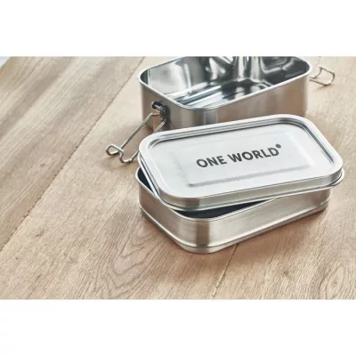 Pudełko na lunch stalowe 2 komory 1200 ml DOUBLE CHAN - Srebrny Mat (MO6212-16)