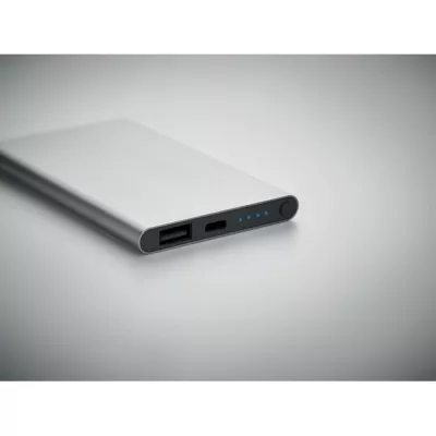 Powerbank płaski 4000 mAh aluminiowy POWERFLAT C - Srebrny Mat (MO6825-16)