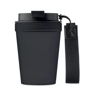Kubek z PP z paskiem 300 ml ISFORDEN TUMBLER - Czarny (MO2670-03)
