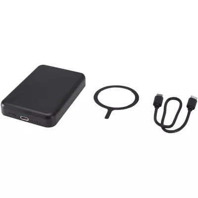 Acrab magnetyczny bezprzewodowy powerbank o pojemności 5000 mAh i mocy 15 W z technologią PD 20 W — wykonany z tworzyw sztycznych pochodzących z recyklingu. - Czarny (12444190)