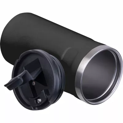 Kubek termiczny ze stali z recyklingu 450 ml SILVIO - czarny (8536503)