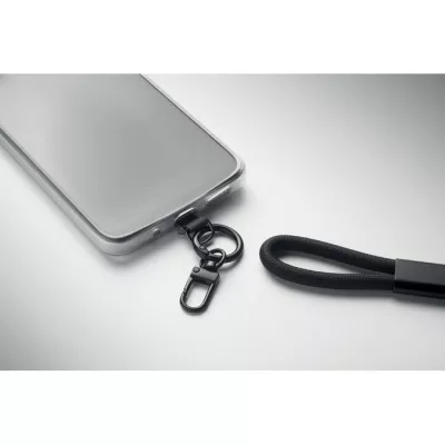 Smycz krótka do telefonu z kablem 60W VRIST - Czarny (MO2681-03)