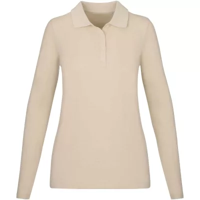 Damskie polo Oakville z długim rękawem - Sandstone (38087-SANDSTON)