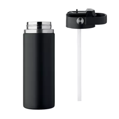 Butelka termiczna ze słomką 500 ml SUMA GRIP - Czarny (MO2775-03)