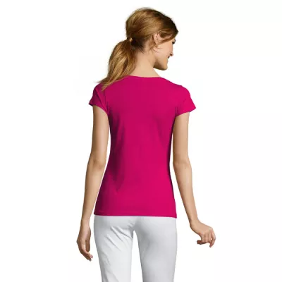 Koszulka damska z dekoltem w serek 150 g/m² Sol's MOON - Fuchsia (S11388-FU)