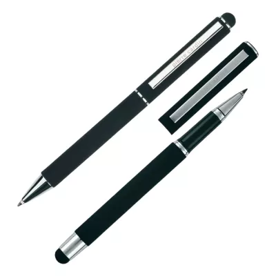 Zestaw piśmienny długopis i pióro kulkowe touch pen soft touch CLAUDIE Pierre Cardin - czarny (B0401201IP303)
