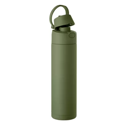Butelka termiczna ze słomką 2 w 1 500 ml TOIEN TWO - Ciemnozielony (MO2988-60)