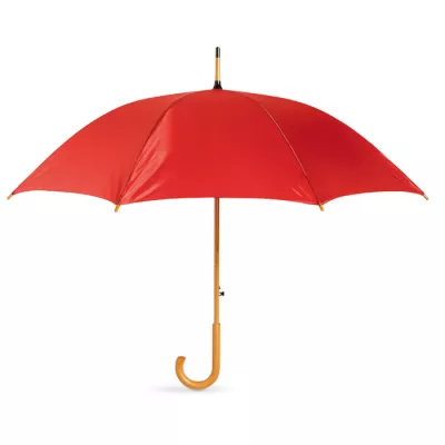 Parasol automatyczny 23,5" z drewnianą rączką CUMULI - Czerwony (KC5131-05)