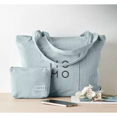 Torba sztruksowa duża z zamkiem 220 g/m² CORDY G - Baby Blue (MO2875-66)