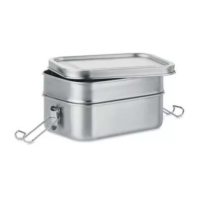 Pudełko na lunch stalowe 2 komory 1200 ml DOUBLE CHAN - Srebrny Mat (MO6212-16)