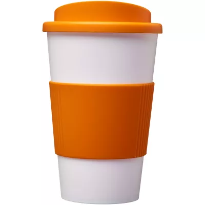 Kubek termiczny z serii Americano® o pojemności 350 ml z uchwytem - Biały-Pomarańczowy (21000212)
