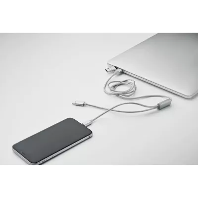 Kabel do ładowania aluminiowy 2w1 120 cm CABLONG - Srebrny (MO2081-14)