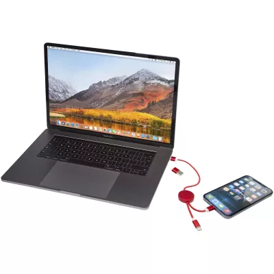 Alasia kabel do synchronizacji danych i szybkiego ładowania 5 w 1 27 W o długości 30 cm z tworzyw sztucznych i aluminium pochodzących z recyklingu - Czerwony (12442421)