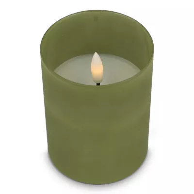 Nyelle Świeca woskowa LED z możliwością ładowania w szklanym pojemniku - Oliwkowa zieleń (LT57313-N0043)