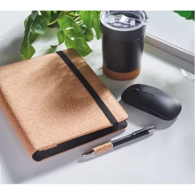 Teczka A5 z korka z notesem 96 kartek w linię ORIGIN - Bezowy (MO2097-13)