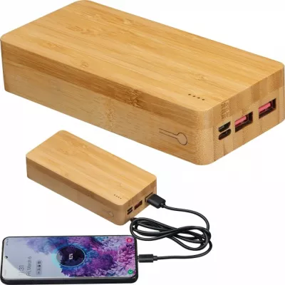Power bank 20000 mAh bambusowy VALERIA - beżowy (3396913)