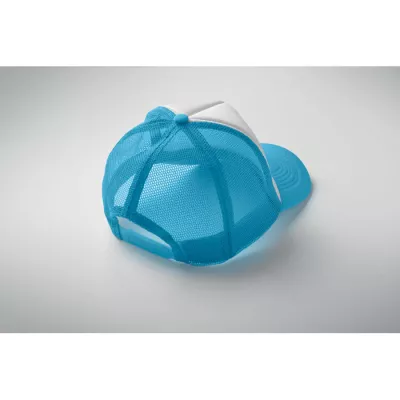 Czapka trucker 5-panelowa 150 g/m² BUBBLE - Biały/Turkusowy (MO2269-86)