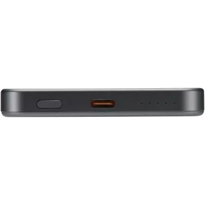 Powerbank Avis 5000 mAh z recyklingowanego aluminium posiadającego certyfikację RCS, z wbudowanym magnesem  - Gun metal (12444382)