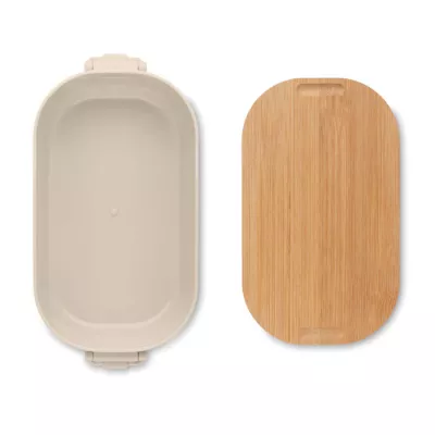 Lunchbox z PP z bambusową pokrywką 700 ml LEKKER - Bezowy (MO2459-13)