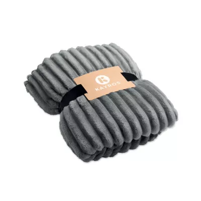 Koc polarowy RPET w paski 130x170 cm 450 g/m² NIEVE - Kamienny Szary (MO3184-15)