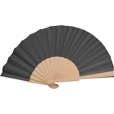 Papierowy wachlarz z drewnianą rączką - czarny (7152203)
