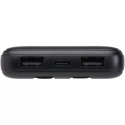 Adhil powerbank o pojemności 10.000 mAh i mocy 10 W z tworzyw sztucznych pochodzących z recyklilngu z 2 wbudowanymi kablami - Czarny (12445990)