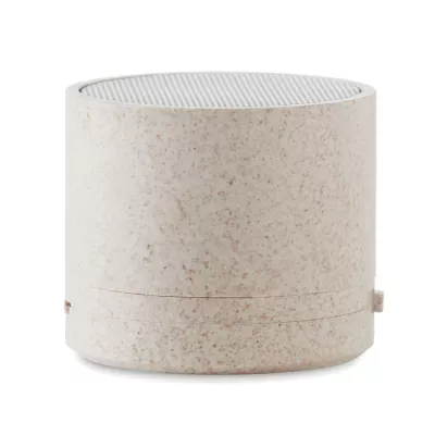 Głośnik bezprzewodowy 3W ze słomy ROUND BASS+ - Bezowy (MO9995-13)