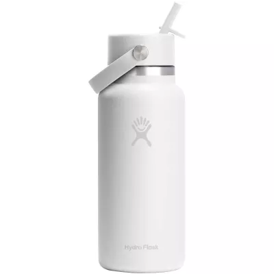 Hydro Flask Wide Mouth 946 ml – termoizolowana butelka na wodę ze stali nierdzewnej, z nakrętką ze słomką - Czarny (10099290)