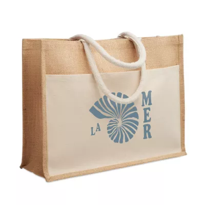 Torba z juty i płótna z kieszenią 280 g/m² BAGA - Bezowy (MO2858-13)
