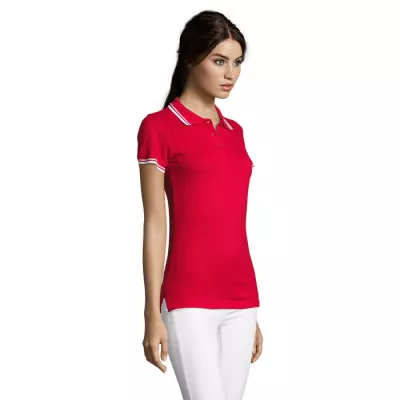 Polo damskie z piki 200 g/m² Sol's PASADENA WOMEN - Rojo/Blanco (S00578-RE)