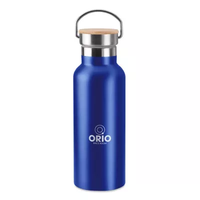Termos dwuścienny z bambusową pokrywką 500 ml HELSINKI - Niebieski (MO9431-04)