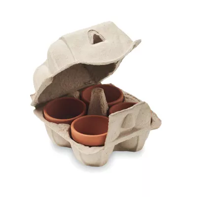 Zestaw 4 doniczek z nasionami rzeżuchy CRESS - Bezowy (MO6886-13)