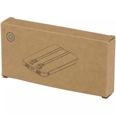 Adhil powerbank o pojemności 10.000 mAh i mocy 10 W z tworzyw sztucznych pochodzących z recyklilngu z 2 wbudowanymi kablami - Czarny (12445990)