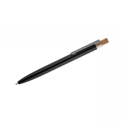 Długopis z recyklingowanego aluminium z korkowym przyciskiem KORIN - czarny (19742-02)