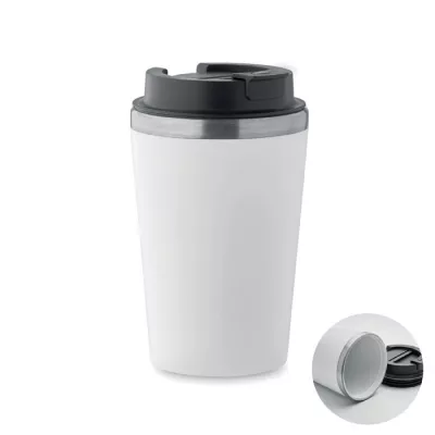 Kubek dwuścienny z powłoką ceramiczną 350 ml BLERM - Bialy (MO2572-06)