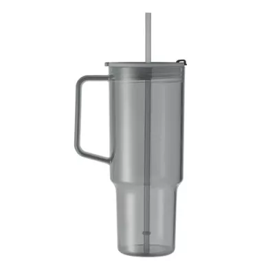 Kubek z RPET ze słomką 1200 ml MUGORA - Przezroczysty Szary (MO2964-27)