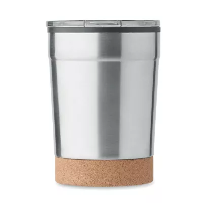 Kubek termiczny 300 ml z korkową podstawką NOMU - Srebrny Mat (MO2187-16)