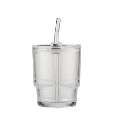 Kubek szklany z rurką NOA 350 ml - przezroczysty (16059-00)