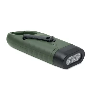 Latarka solarna z korbą dynamo CRANCH - Ciemnozielony (MO3149-60)