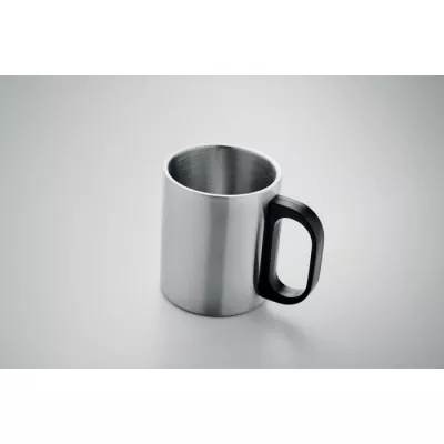 Kubek dwuścienny stalowy z uchwytem 300 ml TANISS - Srebrny Mat (MO6600-16)