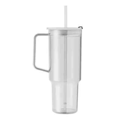Kubek z RPET ze słomką 1200 ml MUGORA - Przezroczysty (MO2964-22)