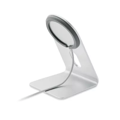 Ładowarka magnetyczna 15W z podstawką MELIS - Srebrny Mat (MO6417-16)