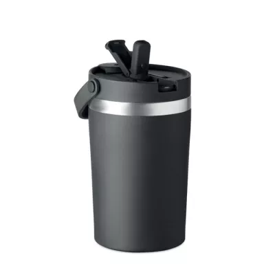 Kubek termiczny ze słomką i paskiem 350 ml COZYCUP - Czarny (MO2922-03)
