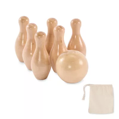 Mini kręgle z drewna sosnowego w woreczku BOLITO - Drewna (MO2434-40)