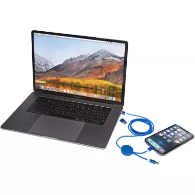 Alasia kabel do synchronizacji danych i szybkiego ładowania 5 w 1 27 W o długości 150 cm z tworzyw sztucznych i aluminium pochodzących z recyklingu - Błękit królewski (12442553)