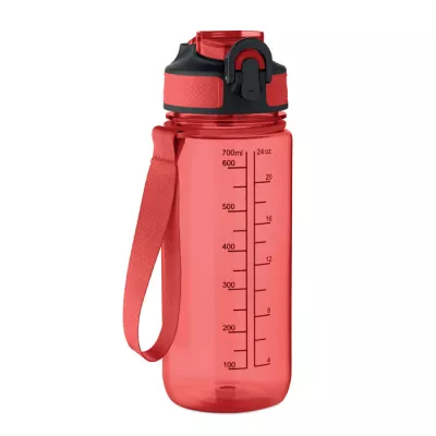 Butelka sportowa motywacyjna z RPET 700 ml ENKEL - Przezroczysty Czerwony (MO2792-25)