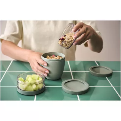 Mepal Ellipse 3-częściowy izolowany pojemnik na lunch o pojemności 500 ml + 2 x 200 ml - Zielony szałwiowy (11314361)