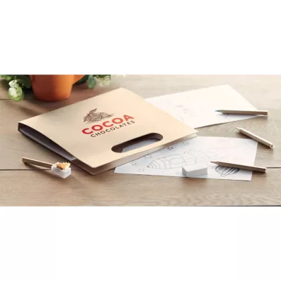 Zestaw do kolorowania z 6 kredkami FOLDER2 GO - Bezowy (MO9544-13)